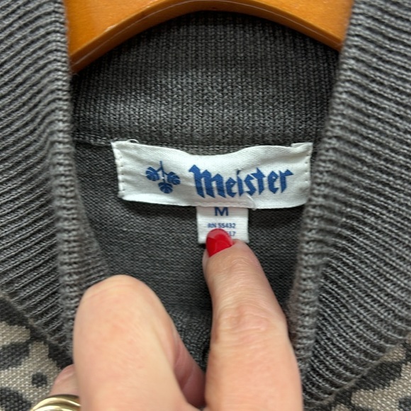 Meister 1/4 Zip Merino Wool Blend Sweater Size Medium Gray Ski Winter Warm - Picture 4 of 6